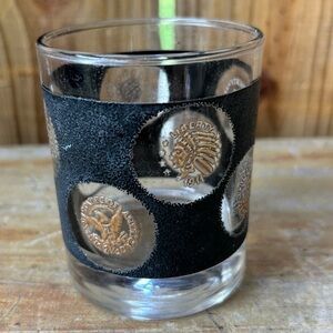Vintage 1960 Libbey 22K Gold & Black Short Rocks Whiskey Glass